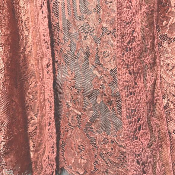 Xhilaration Women's Mauve Pink Lace Open Front Stripe Floral Cardigan Size XS - Picture 6 of 9